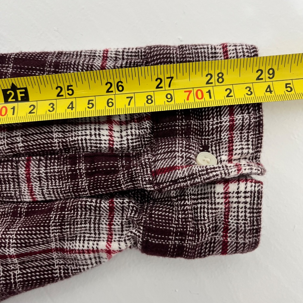 Old Navy Mens Size XL Button Up‎ The Boyfriend Shirt Burgundy Plaid Flannel - Picture 8 of 8